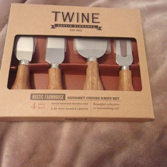 Gourmet Cheese Knives Set - Rustic Elegance l (4) - Twine Rustic Farmhouse New - Picture 1 of 2